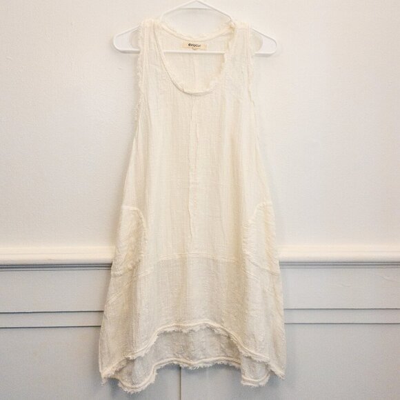 Rip Curl White Gauze Beach Dress – XS Boho Swim Cover-Up with Frayed Hem - Picture 1 of 3